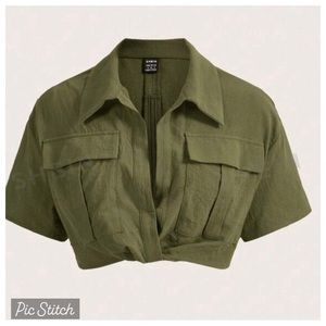 Brand new olive cropped blouse